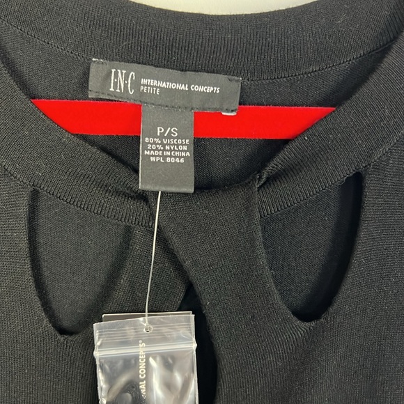 I.N.C.🆕 Black Knit Sleeveless A-Line nightfall Dress Keyhole Cutouts Sz. PS NWT - Picture 3 of 11